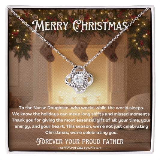 To My Nurse Daughter Message Card Christmas Necklace Gift | Nurse Daughter Gift