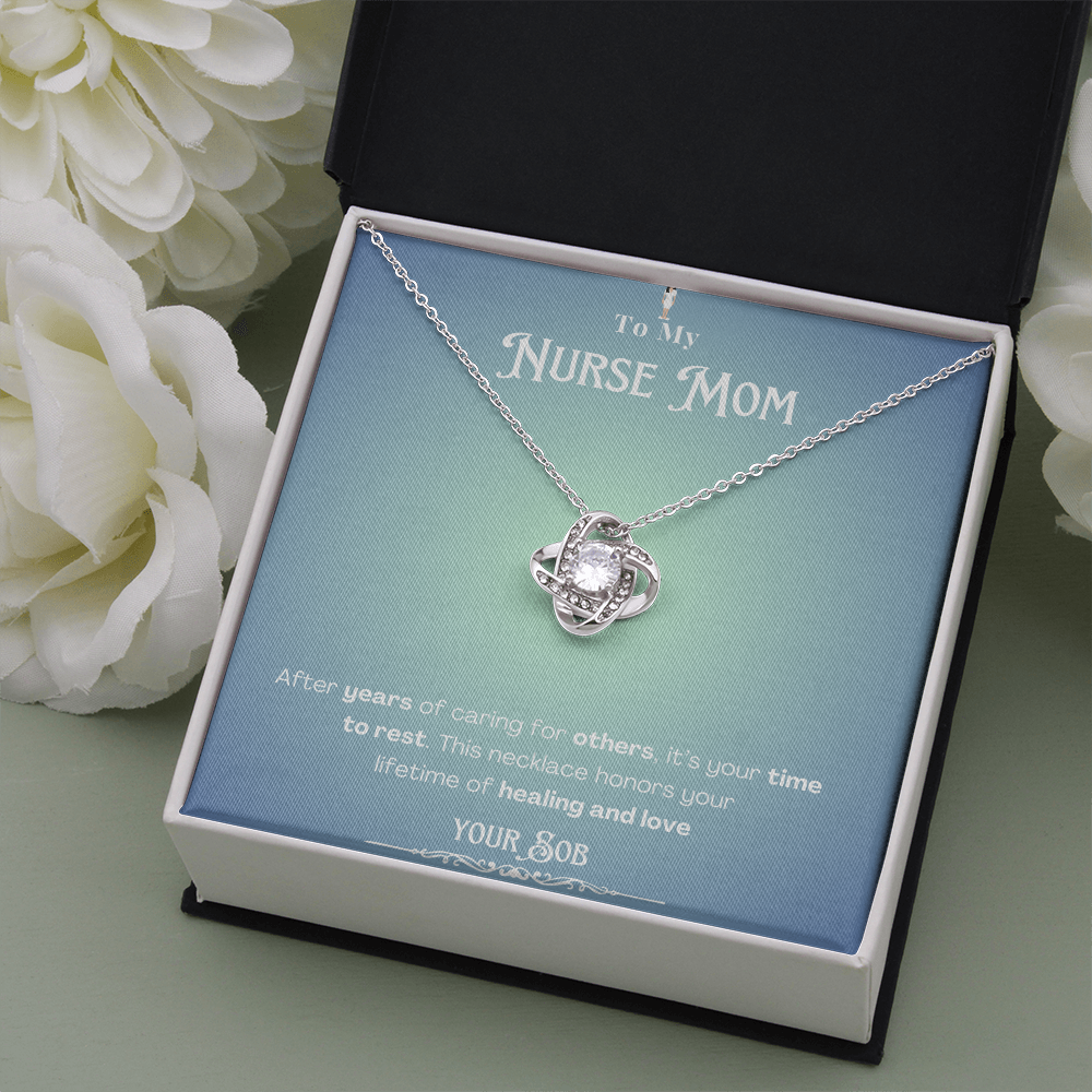 To My Retired Nurse Mom- Personalized Message Card Keepsake Necklace