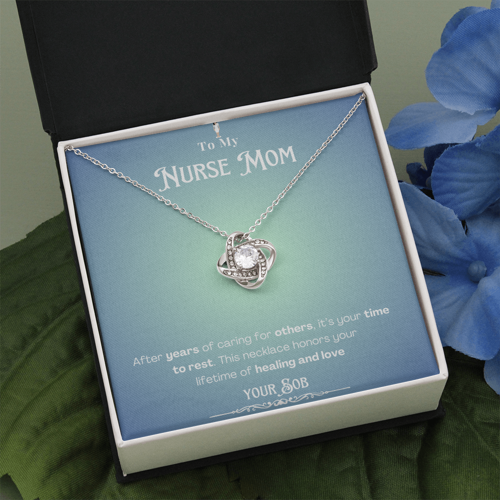 To My Retired Nurse Mom- Personalized Message Card Keepsake Necklace
