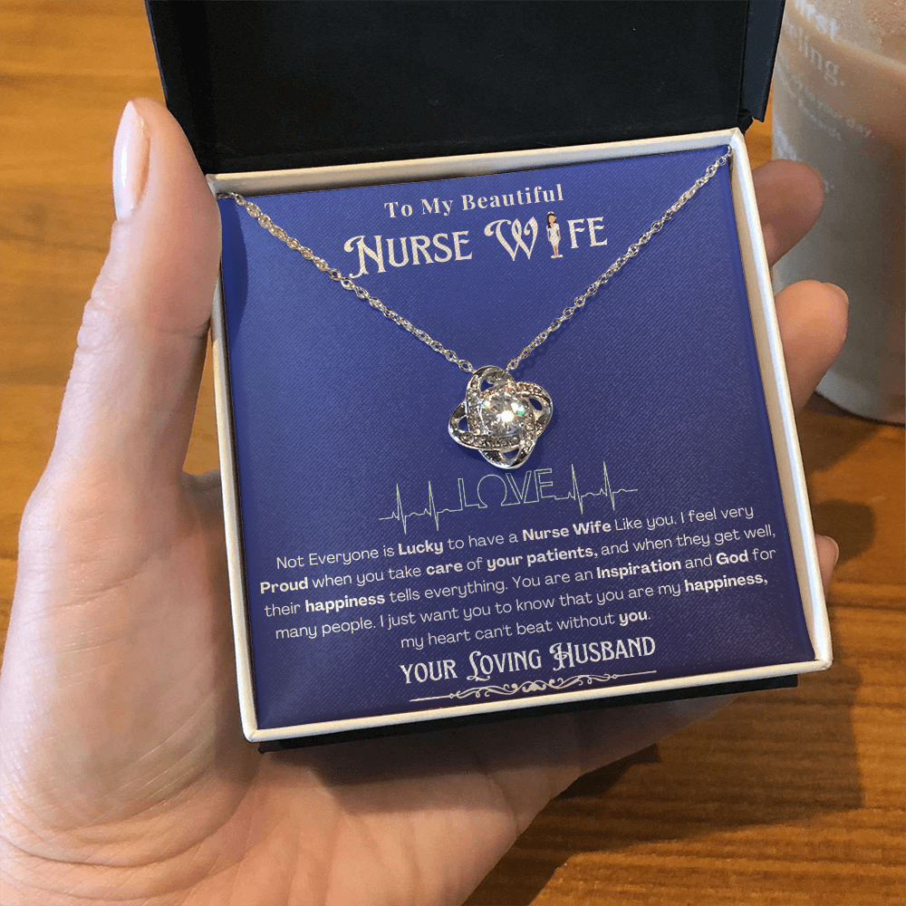 Happy Birthday To my Nurse Wife-Custom Message card Necklace | Nurse wife Gifts