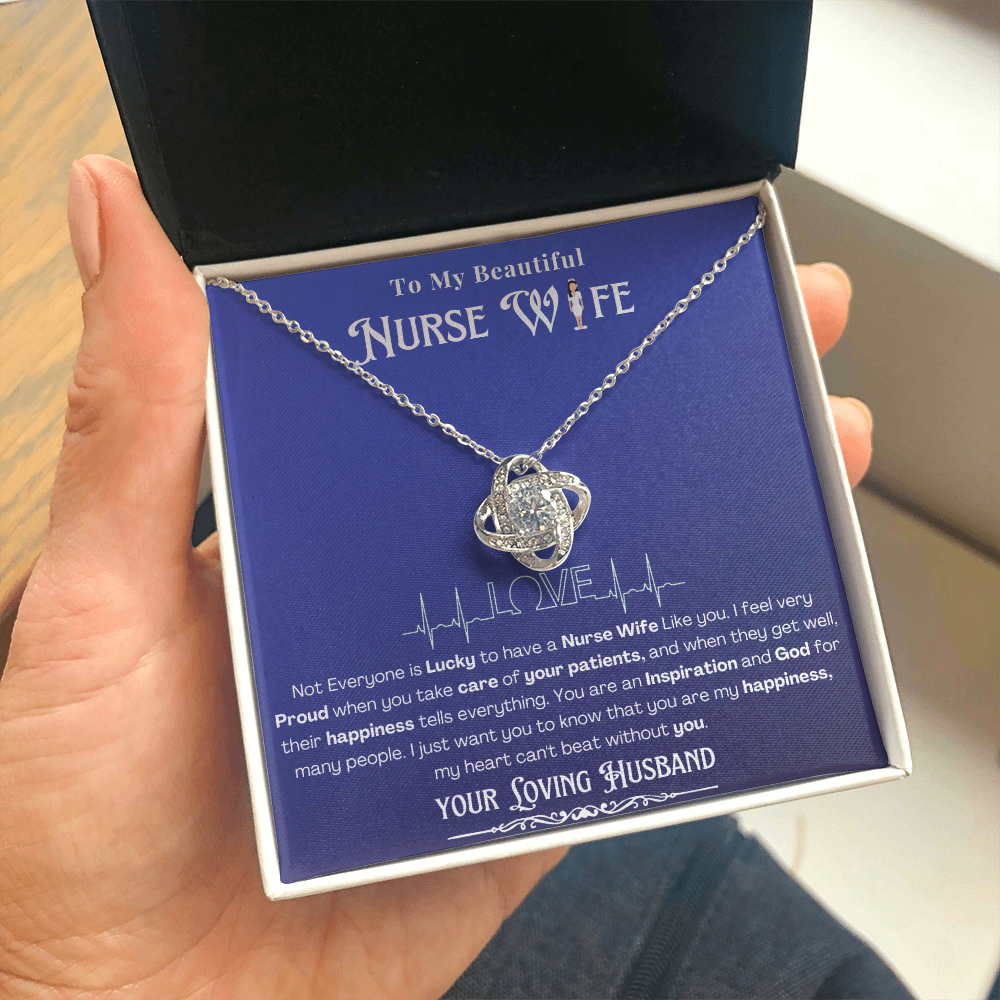 Happy Birthday To my Nurse Wife-Custom Message card Necklace | Nurse wife Gifts