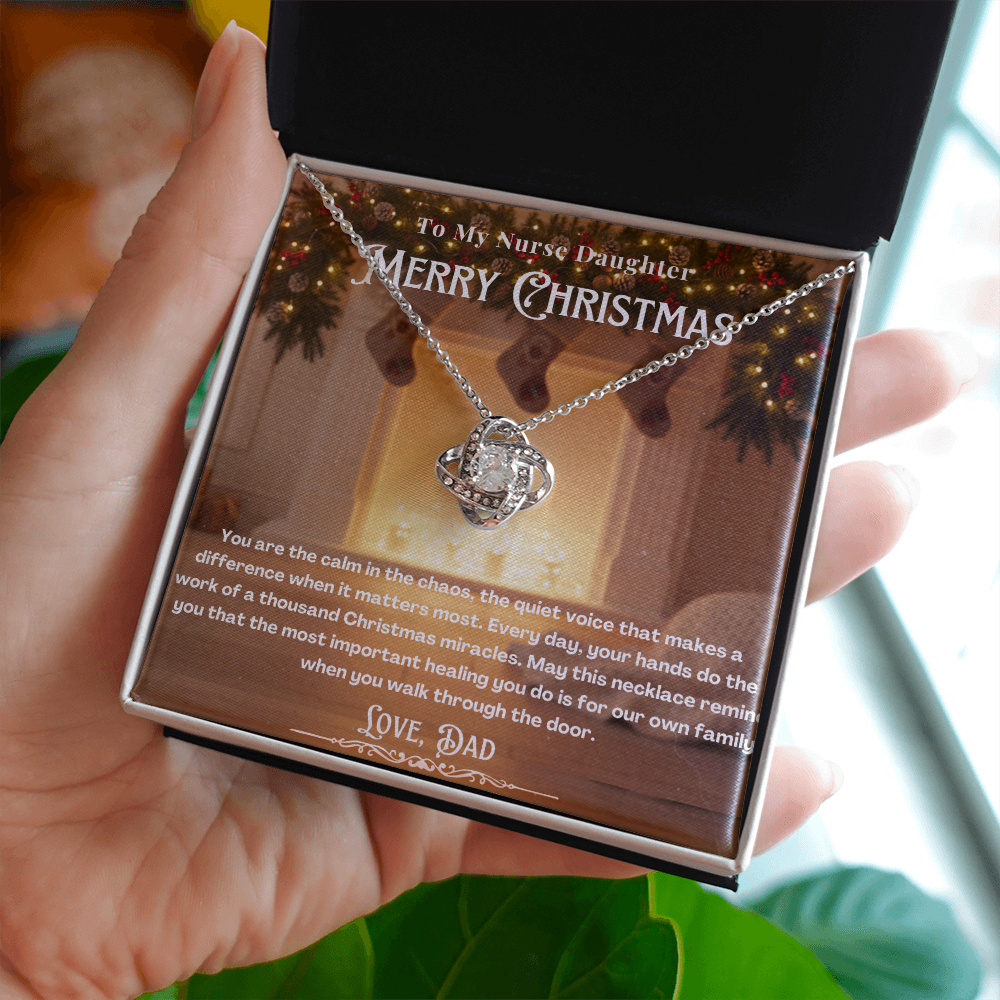 To My Nurse Daughter Message Card Christmas Necklace | Nurse Daughter Christmas Gift