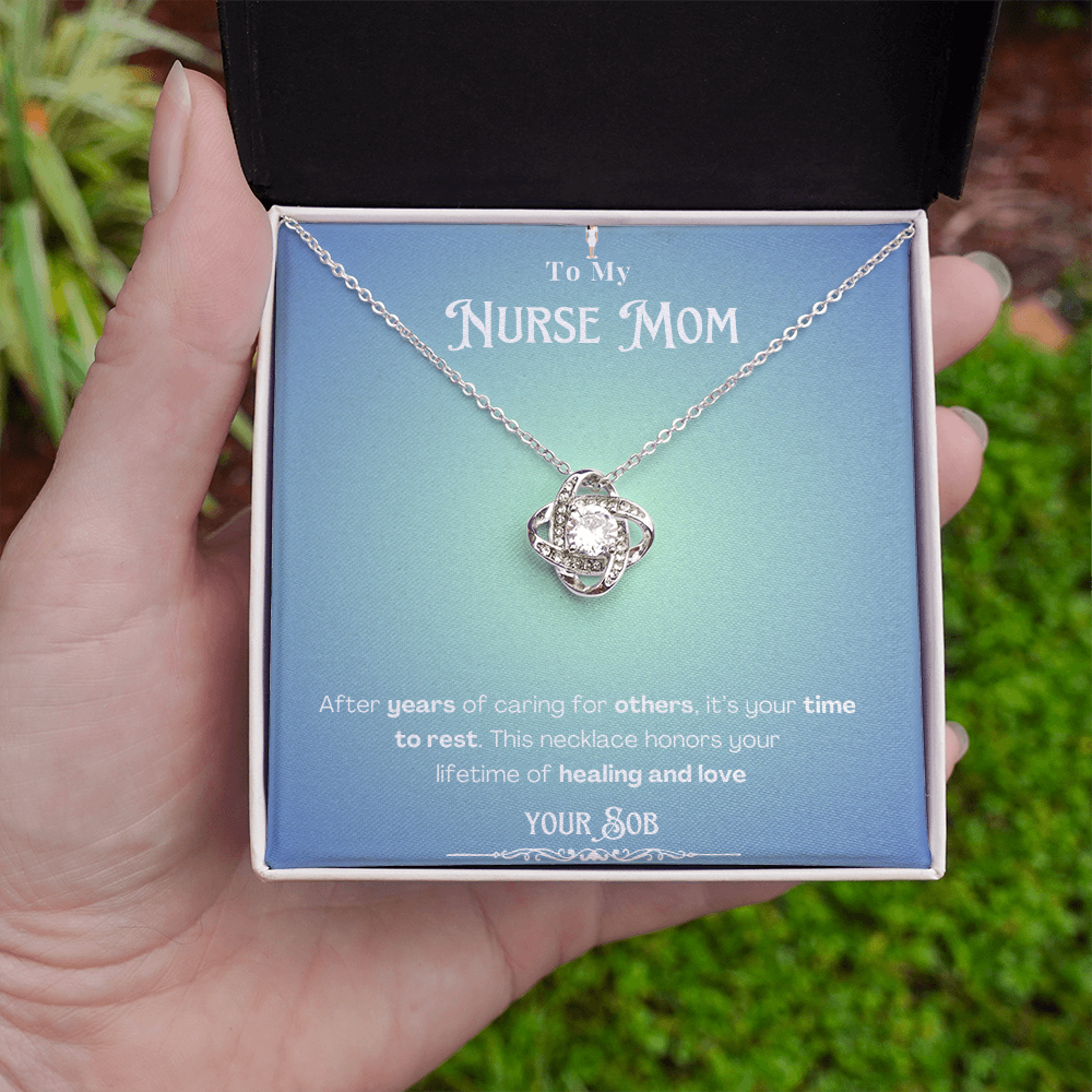 To My Retired Nurse Mom- Personalized Message Card Keepsake Necklace