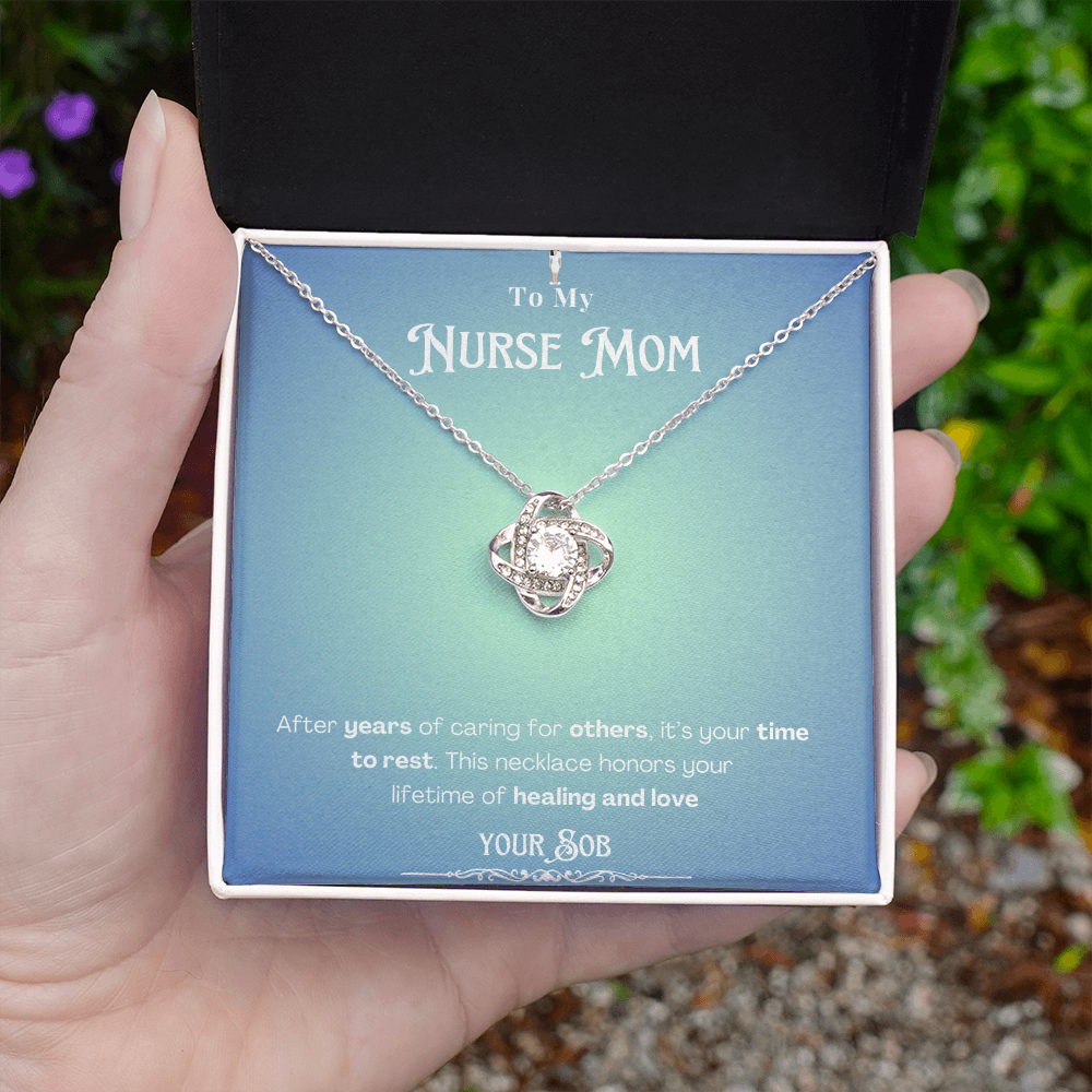 To My Retired Nurse Mom- Personalized Message Card Keepsake Necklace