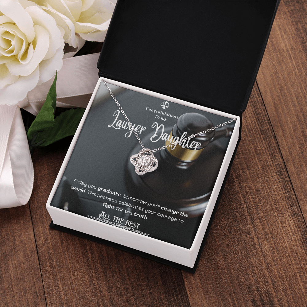 To My Lawyer Daughter– Personalized Message Card Necklace