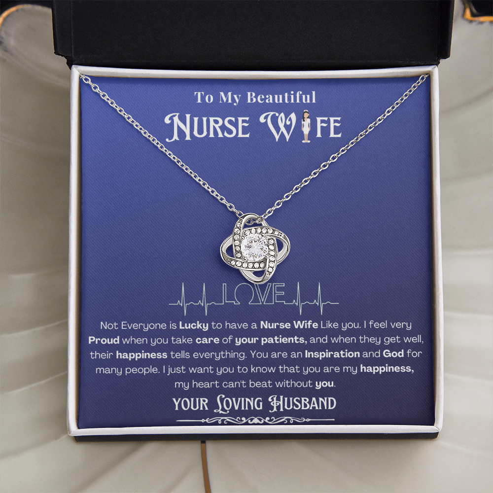 Happy Birthday To my Nurse Wife-Custom Message card Necklace | Nurse wife Gifts