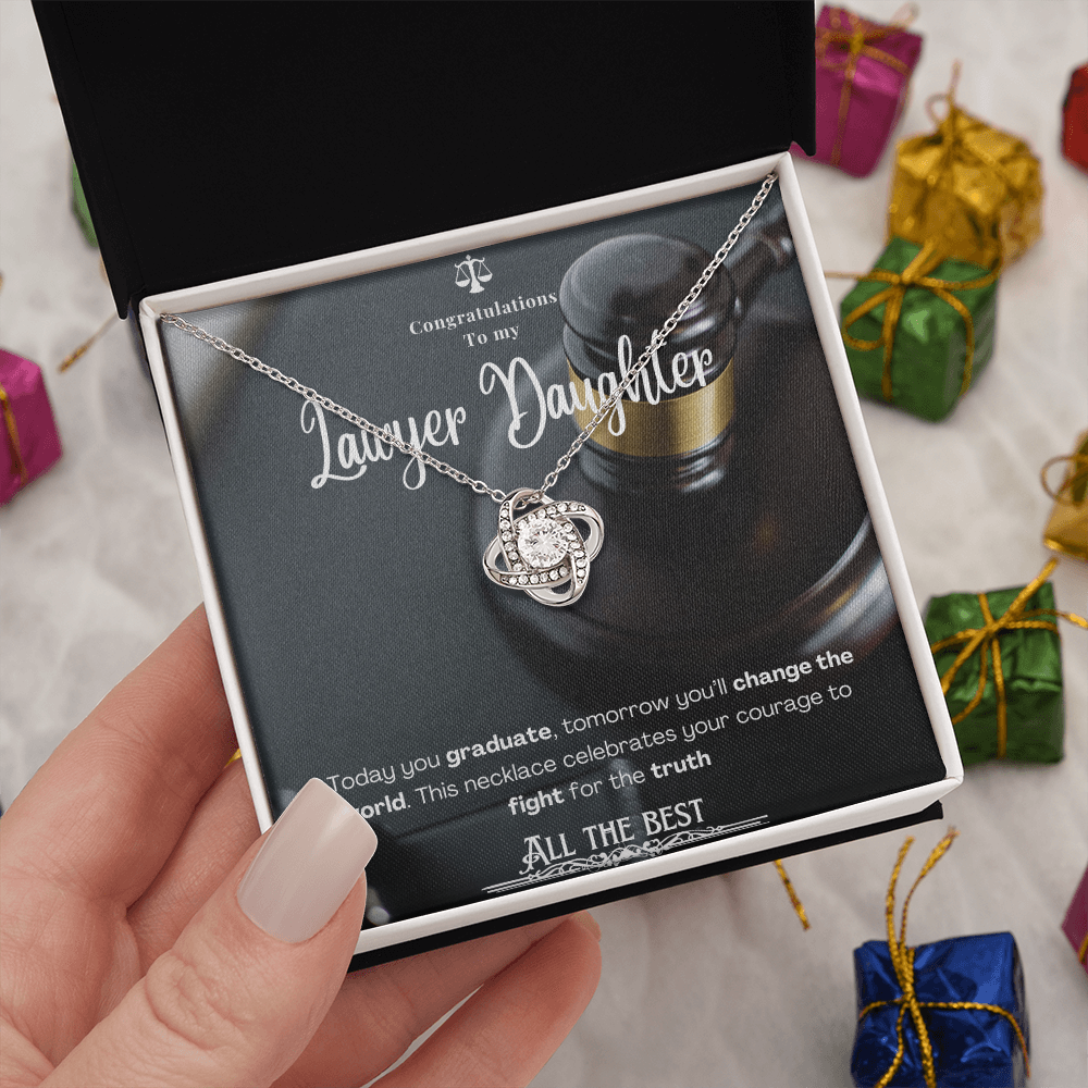 To My Lawyer Daughter– Personalized Message Card Necklace