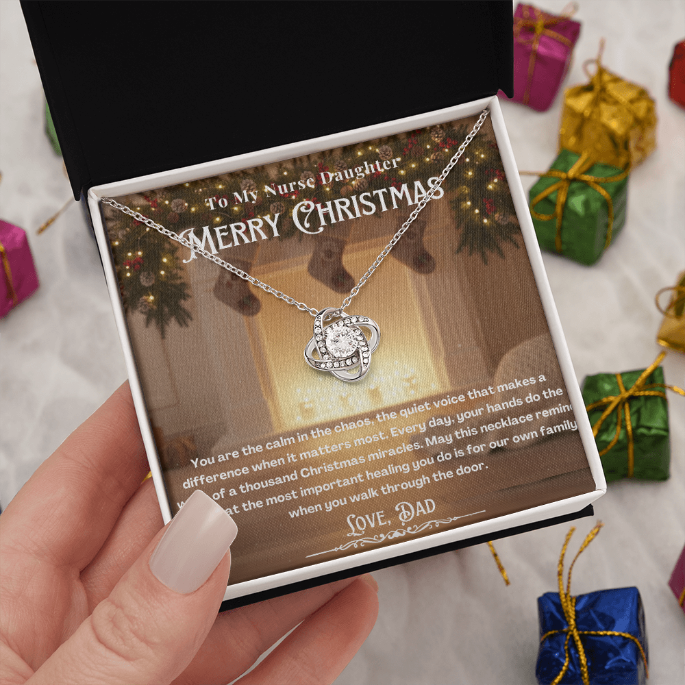 To My Nurse Daughter Message Card Christmas Necklace | Nurse Daughter Christmas Gift