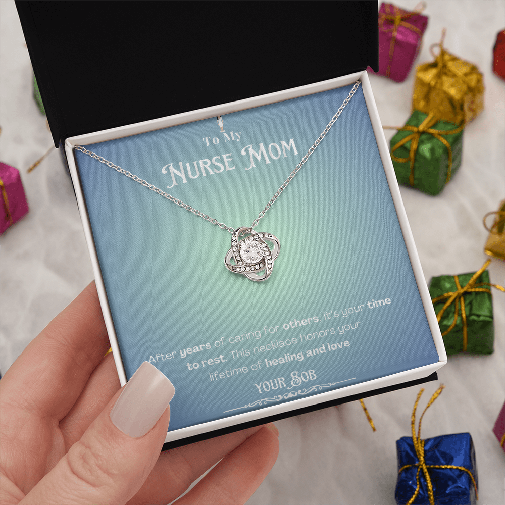 To My Retired Nurse Mom- Personalized Message Card Keepsake Necklace