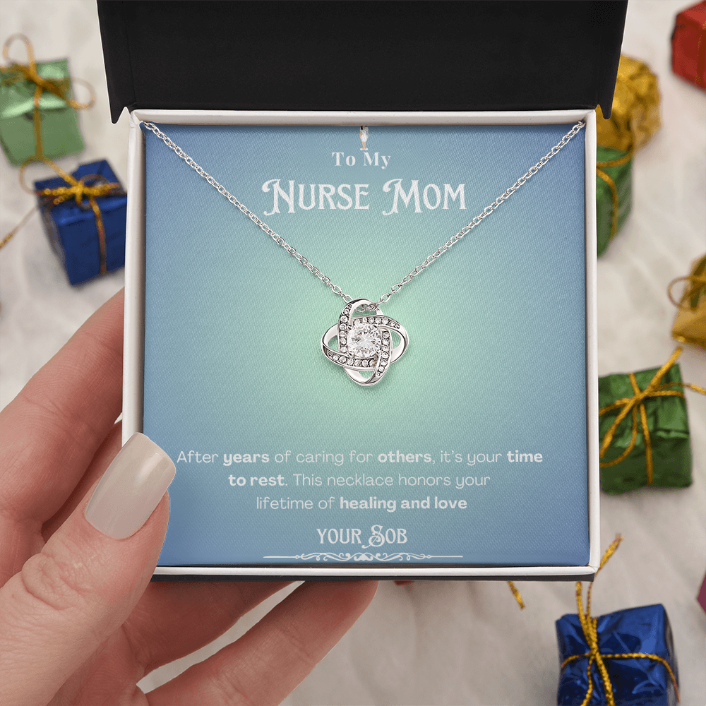 To My Retired Nurse Mom- Personalized Message Card Keepsake Necklace