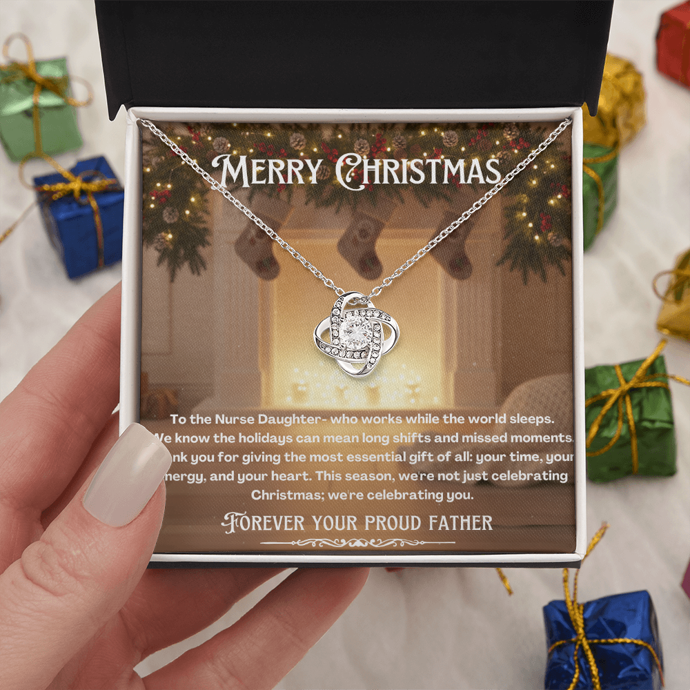 To My Nurse Daughter Message Card Christmas Necklace Gift | Nurse Daughter Gift