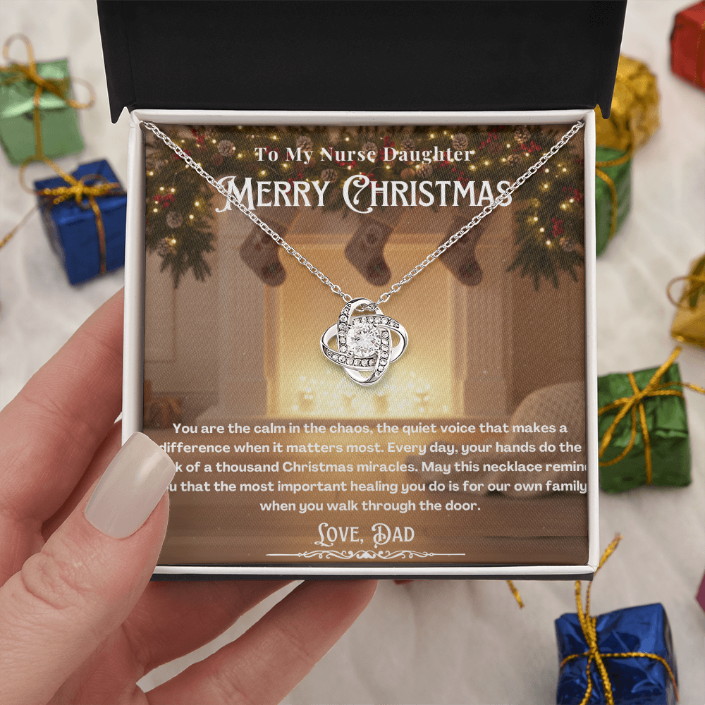 To My Nurse Daughter Message Card Christmas Necklace | Nurse Daughter Christmas Gift