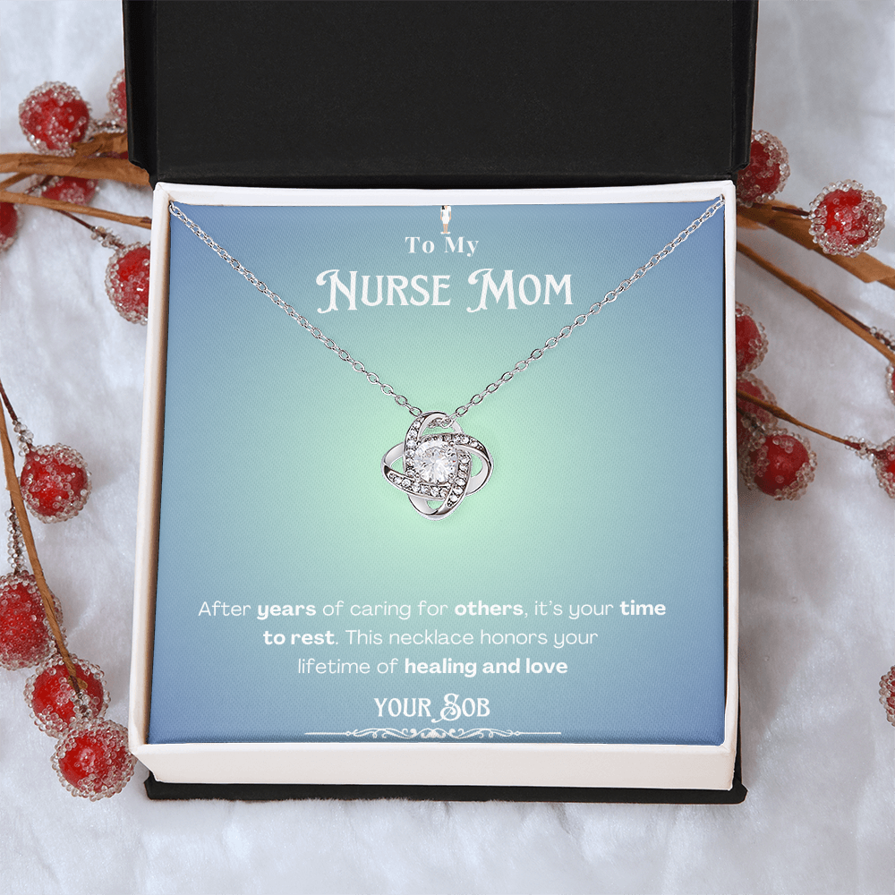 To My Retired Nurse Mom- Personalized Message Card Keepsake Necklace