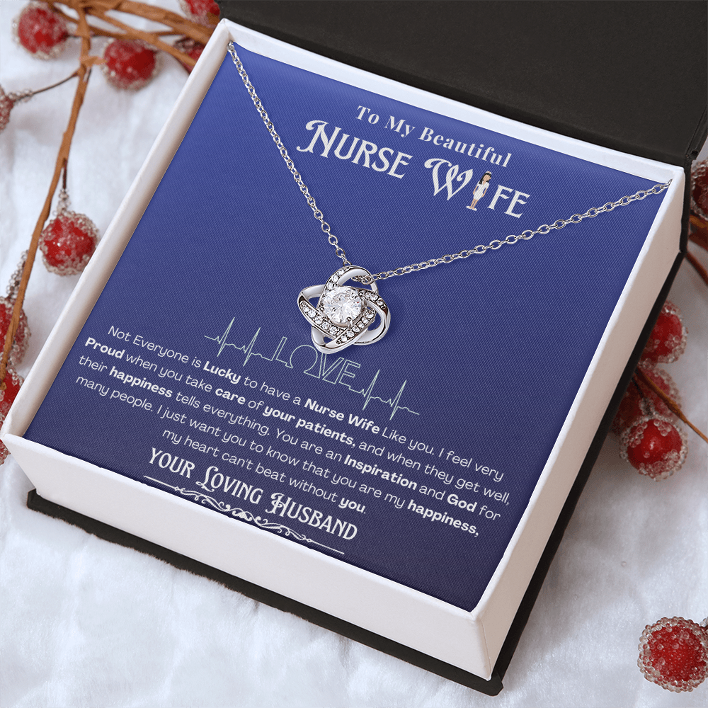 Happy Birthday To my Nurse Wife-Custom Message card Necklace | Nurse wife Gifts