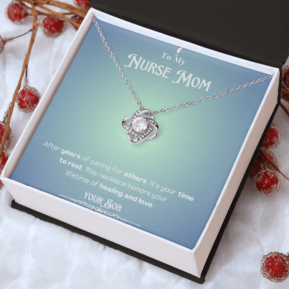 To My Retired Nurse Mom- Personalized Message Card Keepsake Necklace