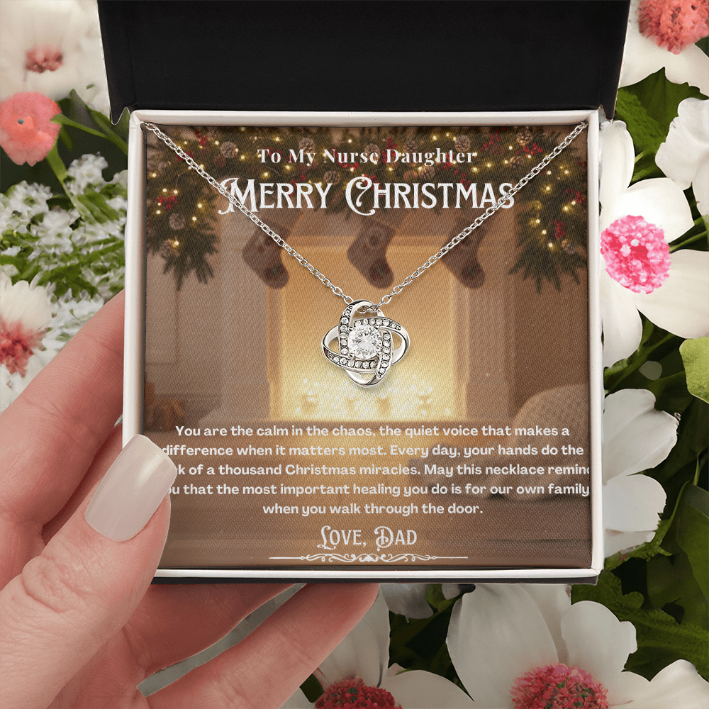 To My Nurse Daughter Message Card Christmas Necklace | Nurse Daughter Christmas Gift