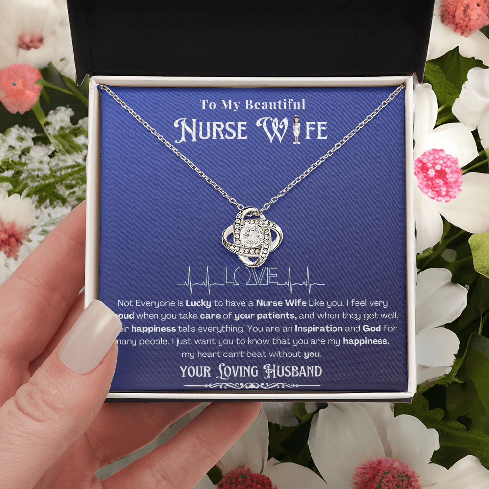 Happy Birthday To my Nurse Wife-Custom Message card Necklace | Nurse wife Gifts
