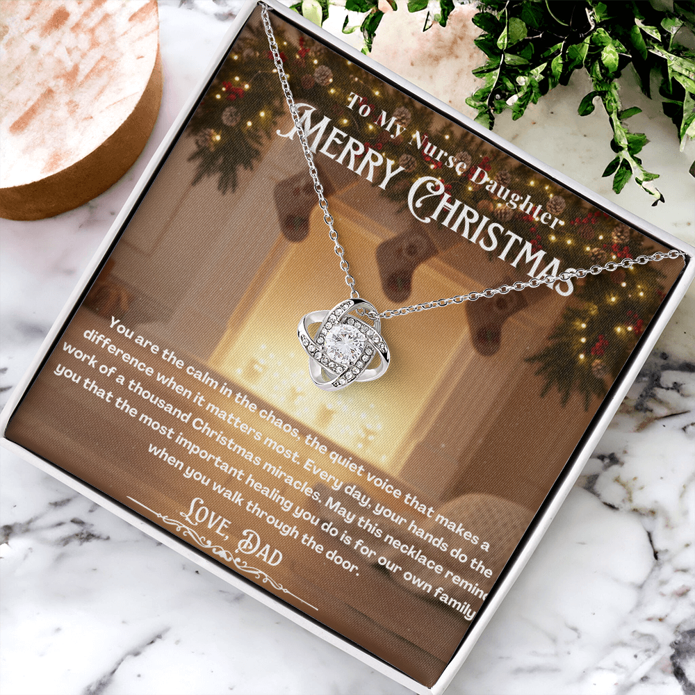 To My Nurse Daughter Message Card Christmas Necklace | Nurse Daughter Christmas Gift