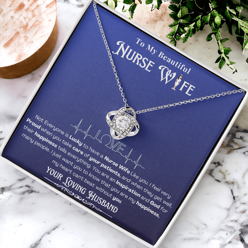 Happy Birthday To my Nurse Wife-Custom Message card Necklace | Nurse wife Gifts