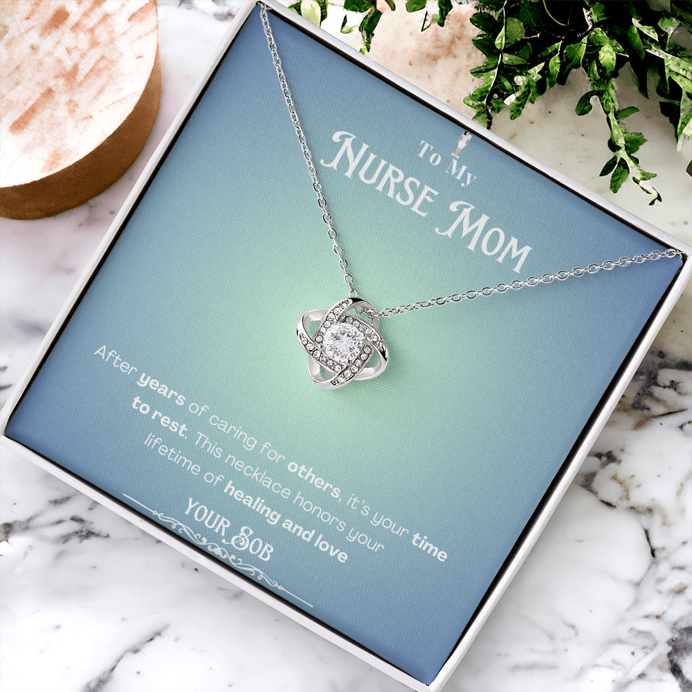 To My Retired Nurse Mom- Personalized Message Card Keepsake Necklace