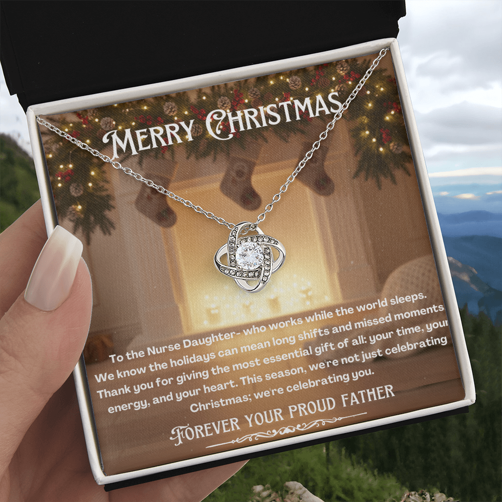 To My Nurse Daughter Message Card Christmas Necklace Gift | Nurse Daughter Gift