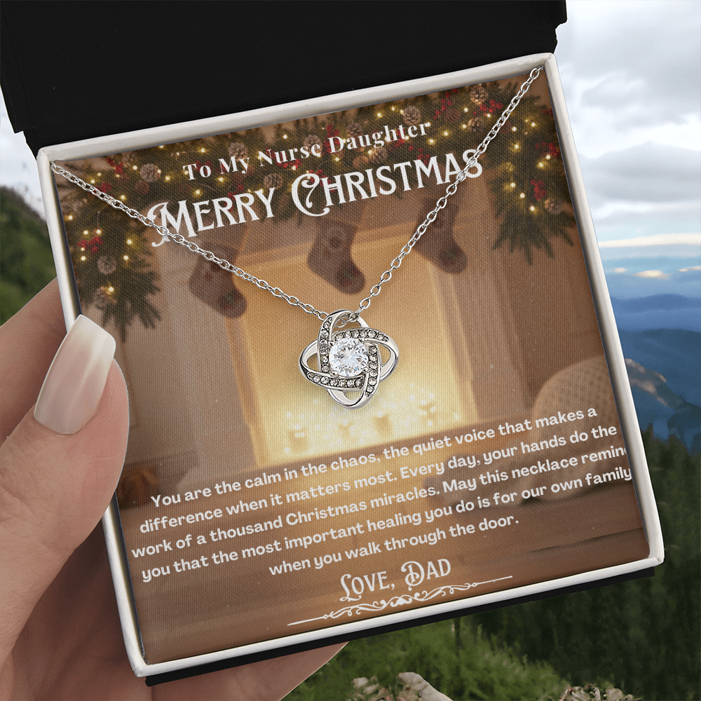 To My Nurse Daughter Message Card Christmas Necklace | Nurse Daughter Christmas Gift