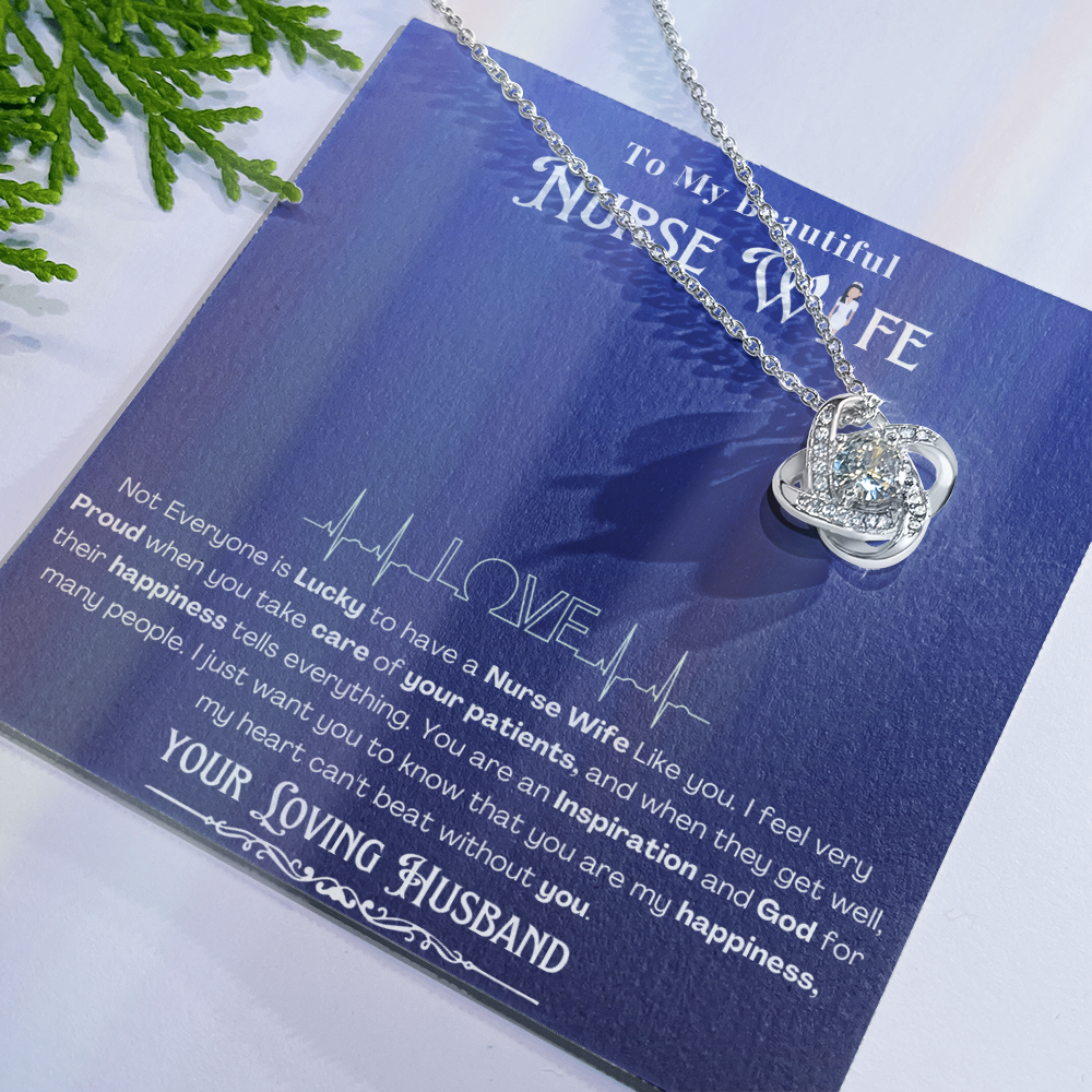 Happy Birthday To my Nurse Wife-Custom Message card Necklace | Nurse wife Gifts