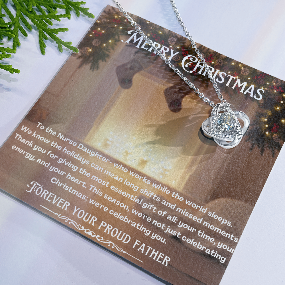 To My Nurse Daughter Message Card Christmas Necklace Gift | Nurse Daughter Gift