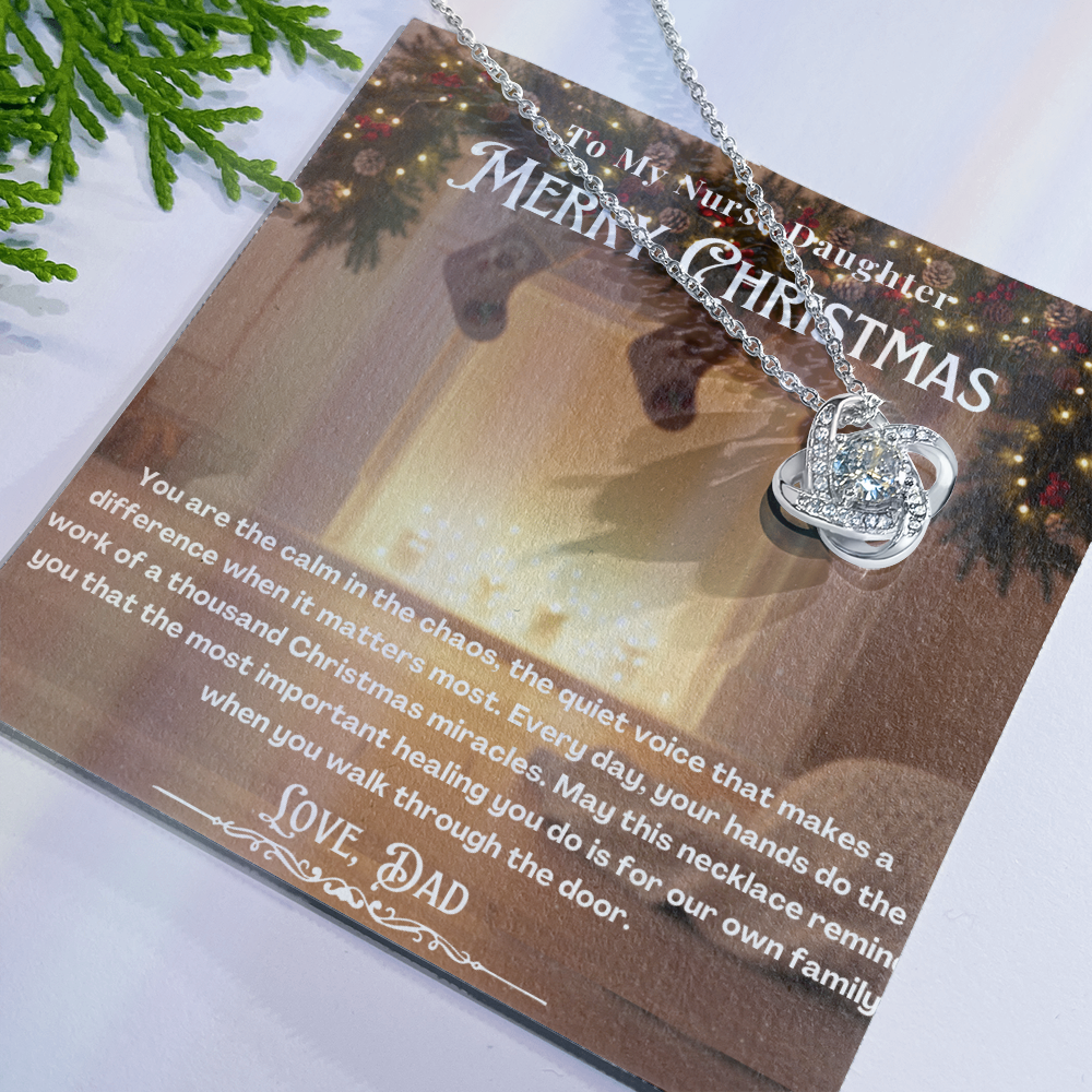 To My Nurse Daughter Message Card Christmas Necklace | Nurse Daughter Christmas Gift