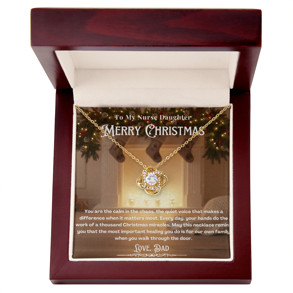 To My Nurse Daughter Message Card Christmas Necklace | Nurse Daughter Christmas Gift
