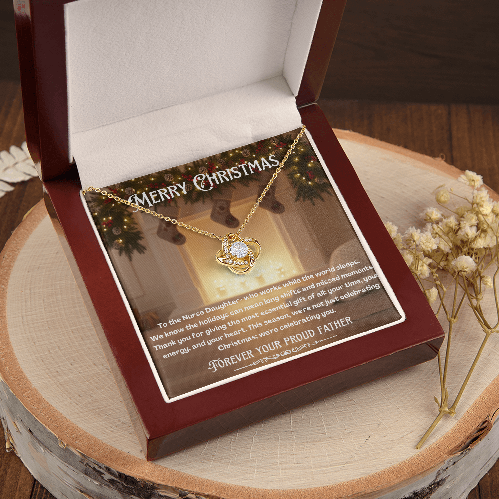 To My Nurse Daughter Message Card Christmas Necklace Gift | Nurse Daughter Gift