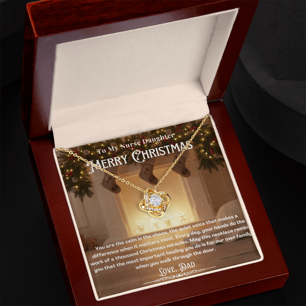 To My Nurse Daughter Message Card Christmas Necklace | Nurse Daughter Christmas Gift