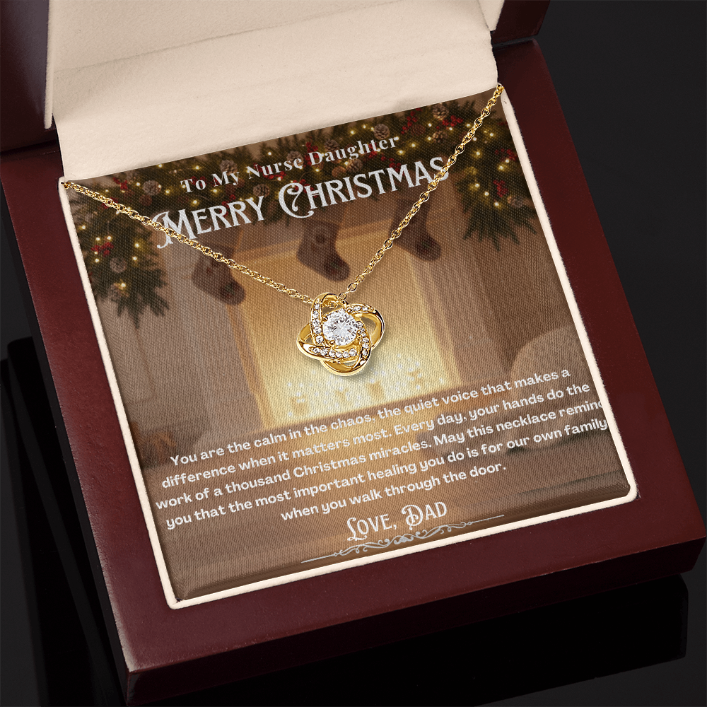 To My Nurse Daughter Message Card Christmas Necklace | Nurse Daughter Christmas Gift