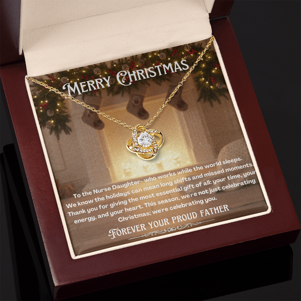 To My Nurse Daughter Message Card Christmas Necklace Gift | Nurse Daughter Gift