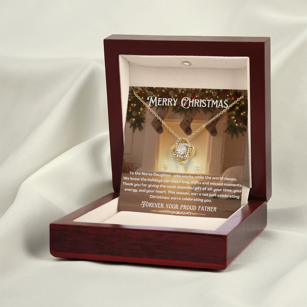 To My Nurse Daughter Message Card Christmas Necklace Gift | Nurse Daughter Gift