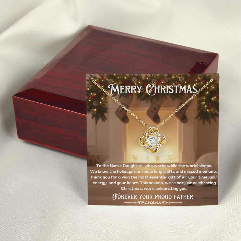 To My Nurse Daughter Message Card Christmas Necklace Gift | Nurse Daughter Gift