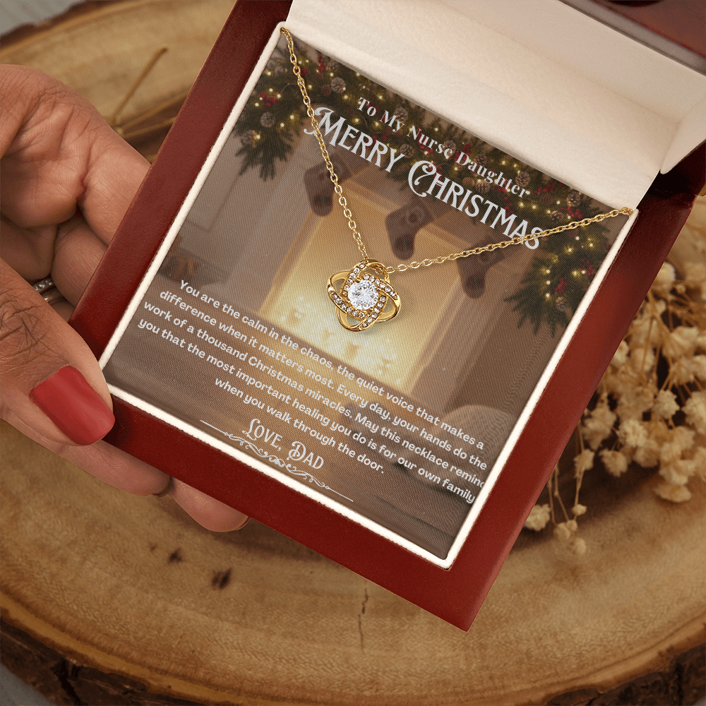To My Nurse Daughter Message Card Christmas Necklace | Nurse Daughter Christmas Gift