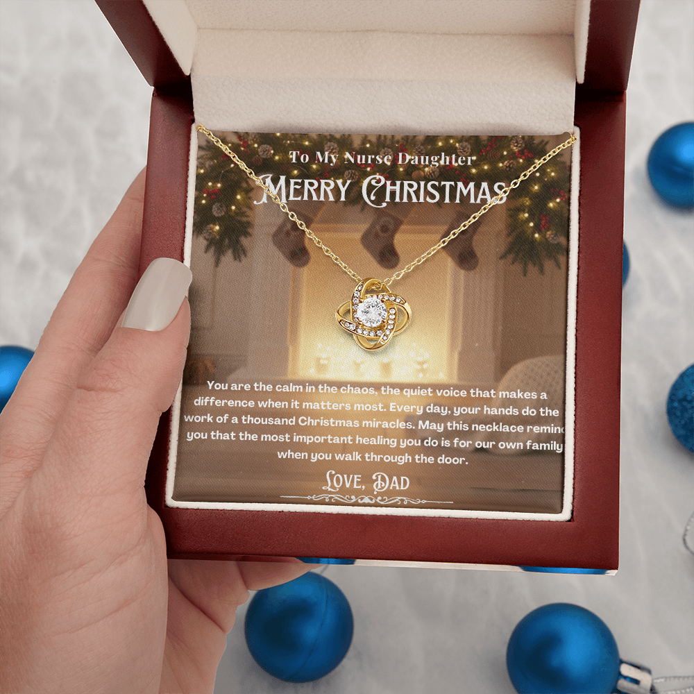 To My Nurse Daughter Message Card Christmas Necklace | Nurse Daughter Christmas Gift