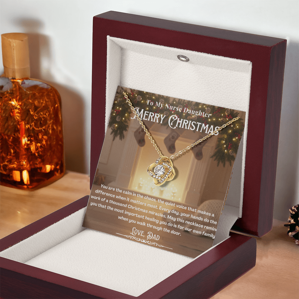To My Nurse Daughter Message Card Christmas Necklace | Nurse Daughter Christmas Gift