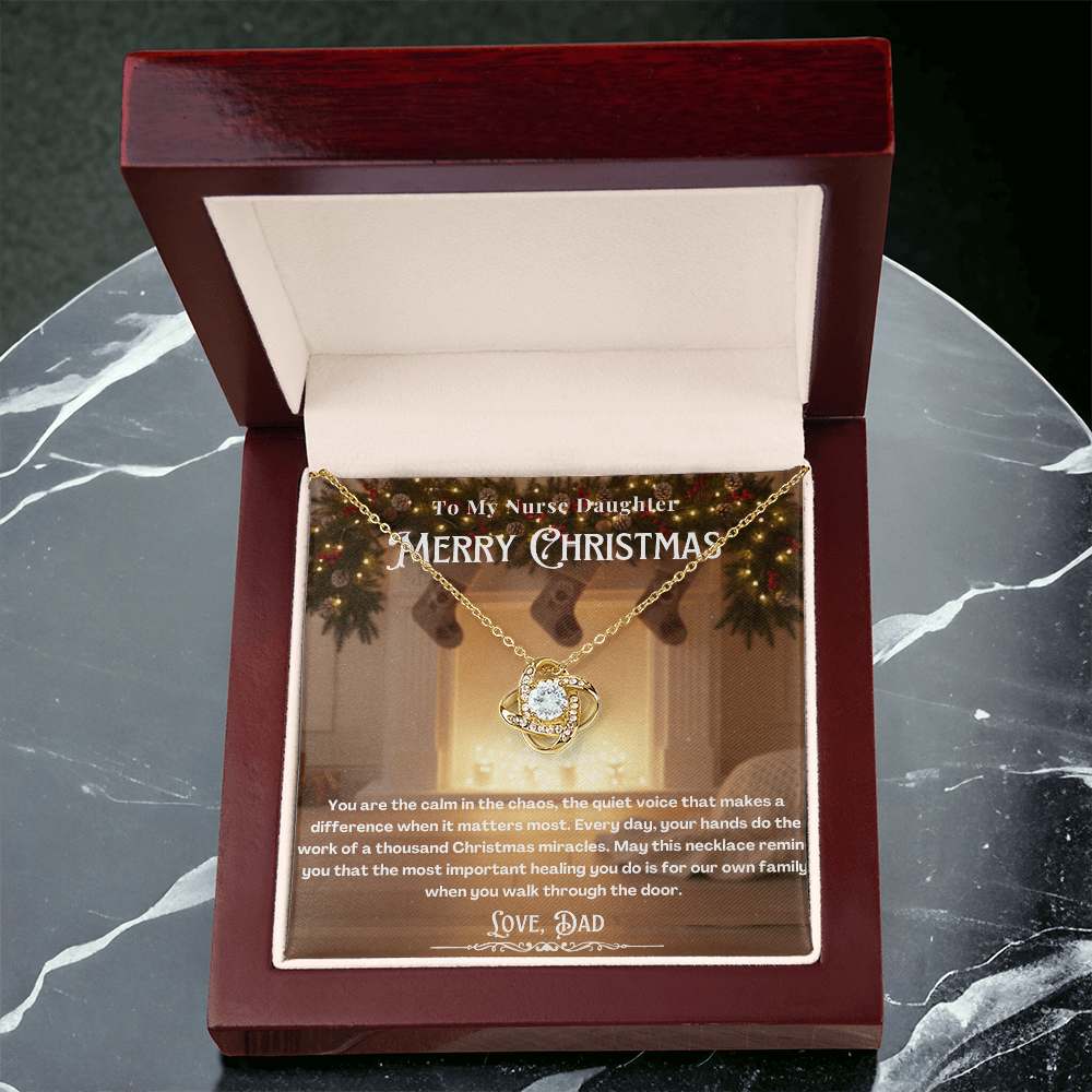 To My Nurse Daughter Message Card Christmas Necklace | Nurse Daughter Christmas Gift