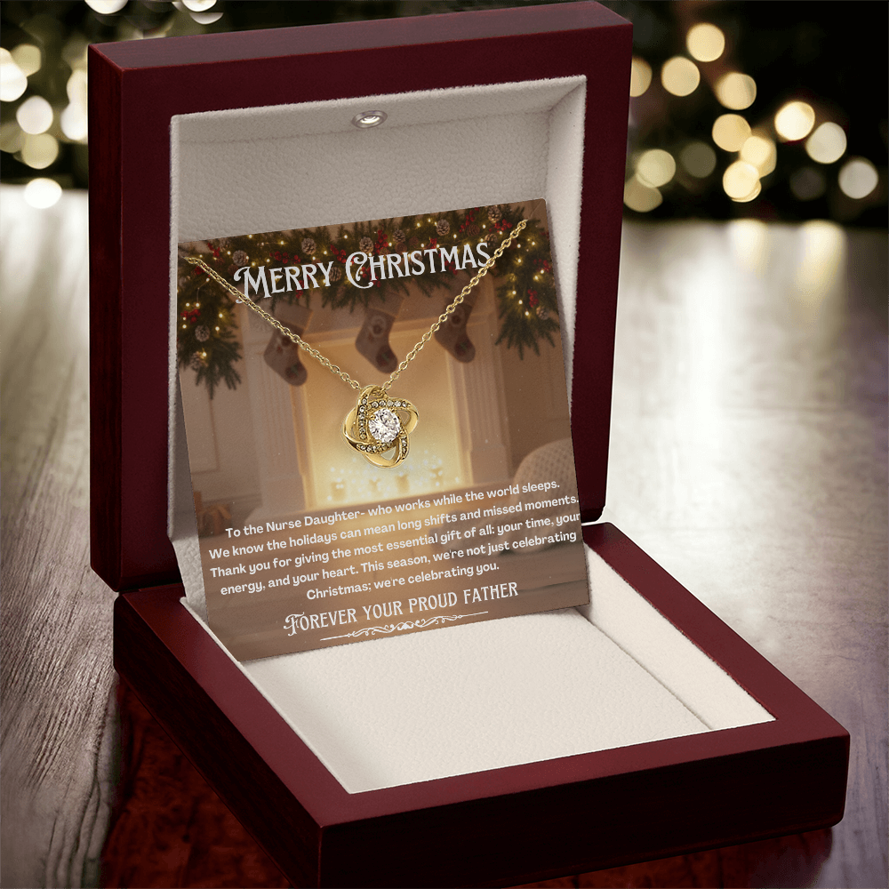 To My Nurse Daughter Message Card Christmas Necklace Gift | Nurse Daughter Gift