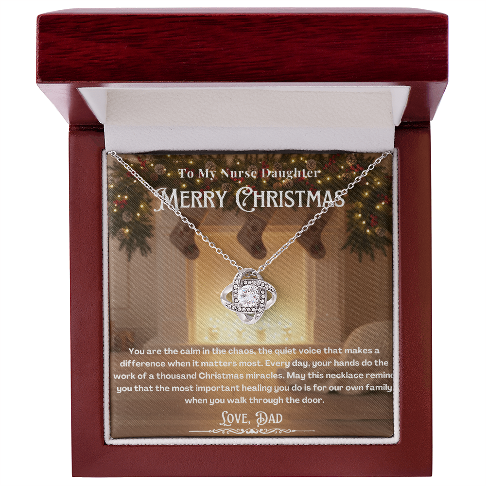 To My Nurse Daughter Message Card Christmas Necklace | Nurse Daughter Christmas Gift