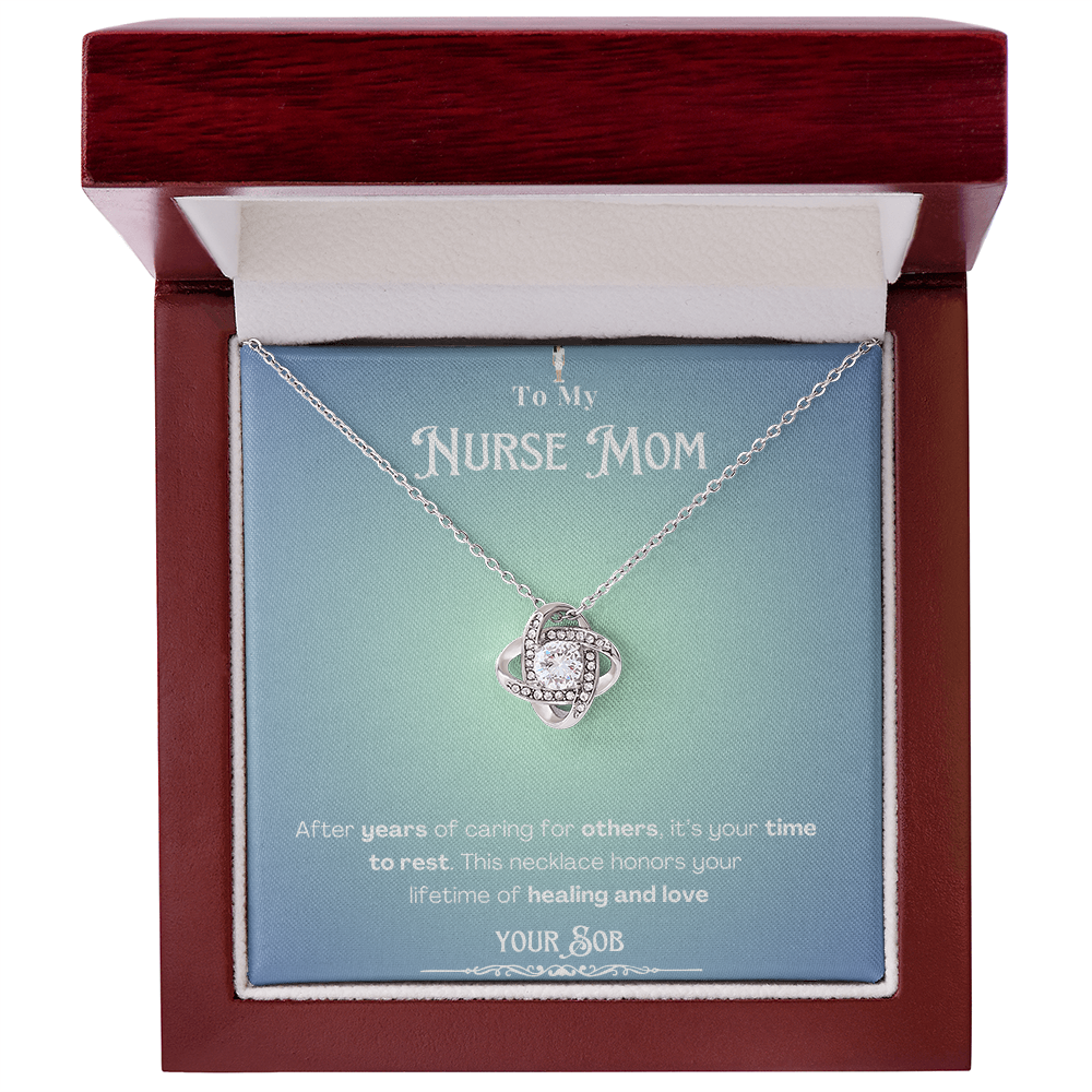 To My Retired Nurse Mom- Personalized Message Card Keepsake Necklace