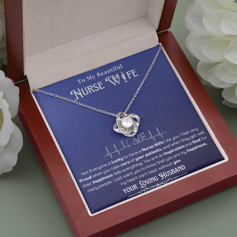 Happy Birthday To my Nurse Wife-Custom Message card Necklace | Nurse wife Gifts