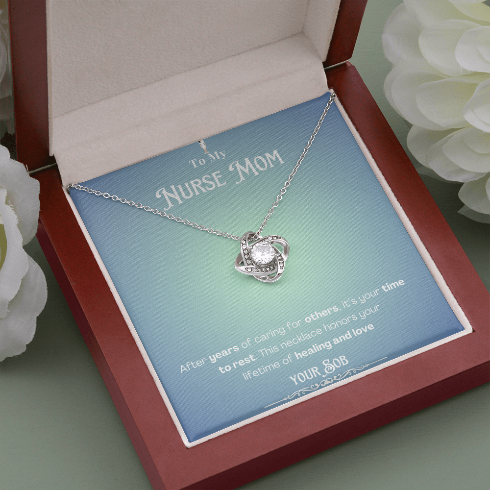 To My Retired Nurse Mom- Personalized Message Card Keepsake Necklace