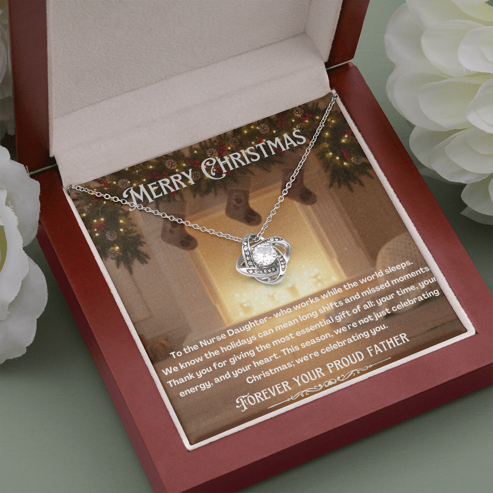 To My Nurse Daughter Message Card Christmas Necklace Gift | Nurse Daughter Gift