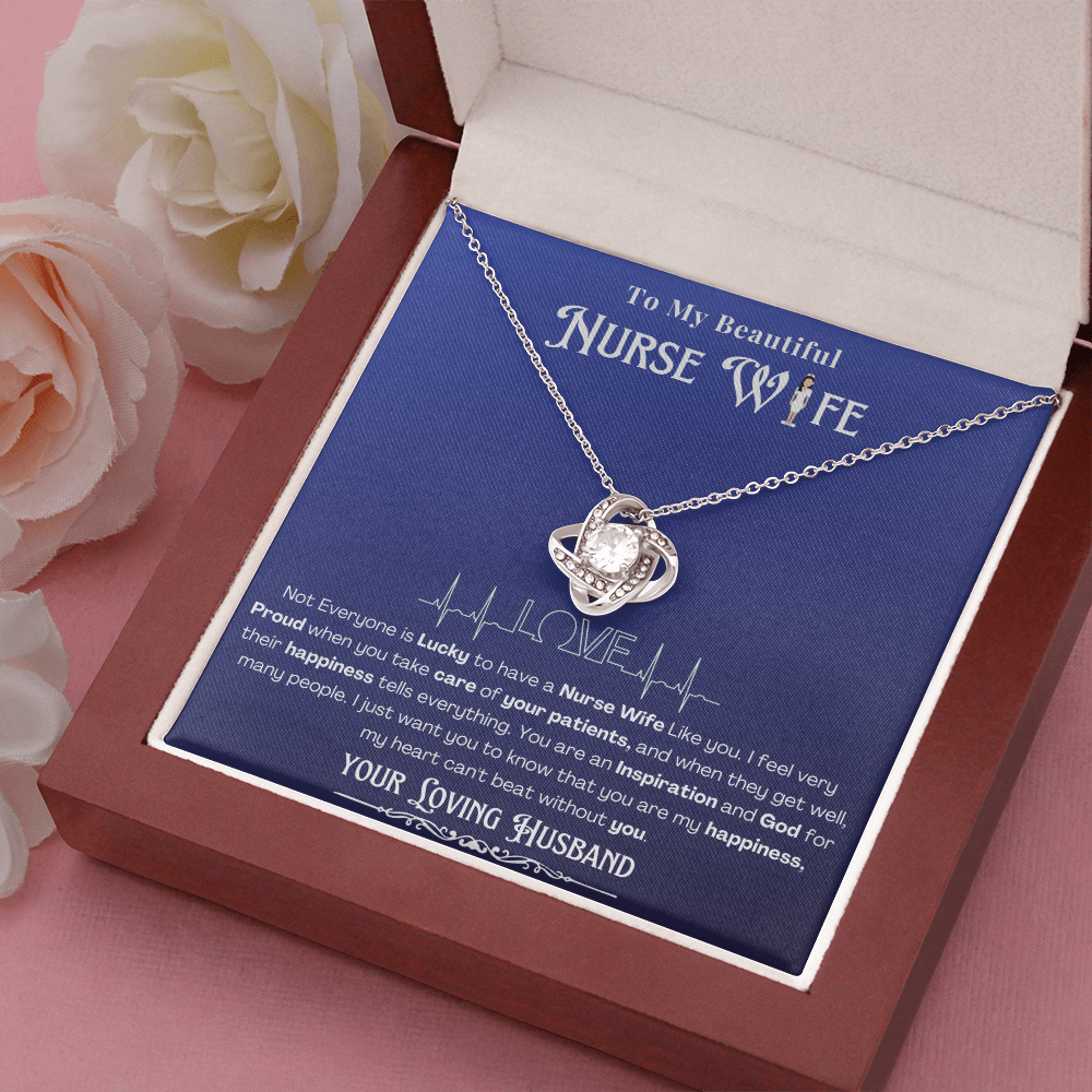 Happy Birthday To my Nurse Wife-Custom Message card Necklace | Nurse wife Gifts