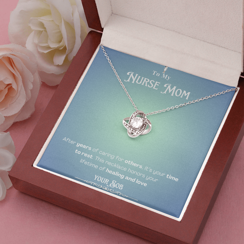 To My Retired Nurse Mom- Personalized Message Card Keepsake Necklace