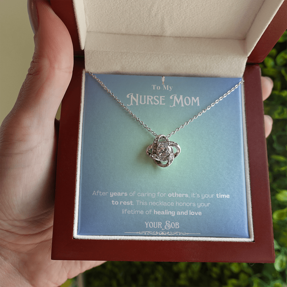 To My Retired Nurse Mom- Personalized Message Card Keepsake Necklace