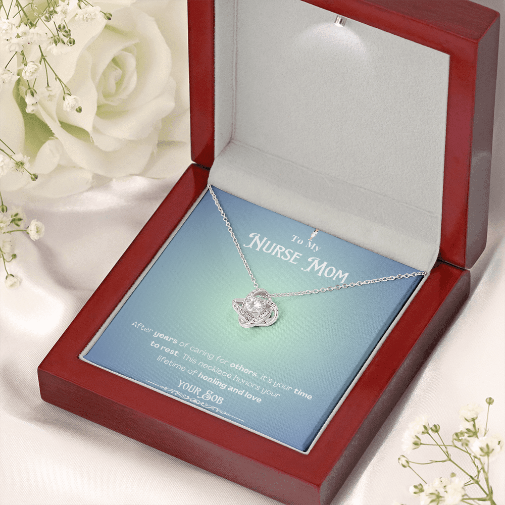 To My Retired Nurse Mom- Personalized Message Card Keepsake Necklace